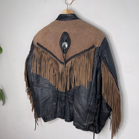 Vintage Jackets & Blazers - 🏷 vintage leather fringe western boho jacket